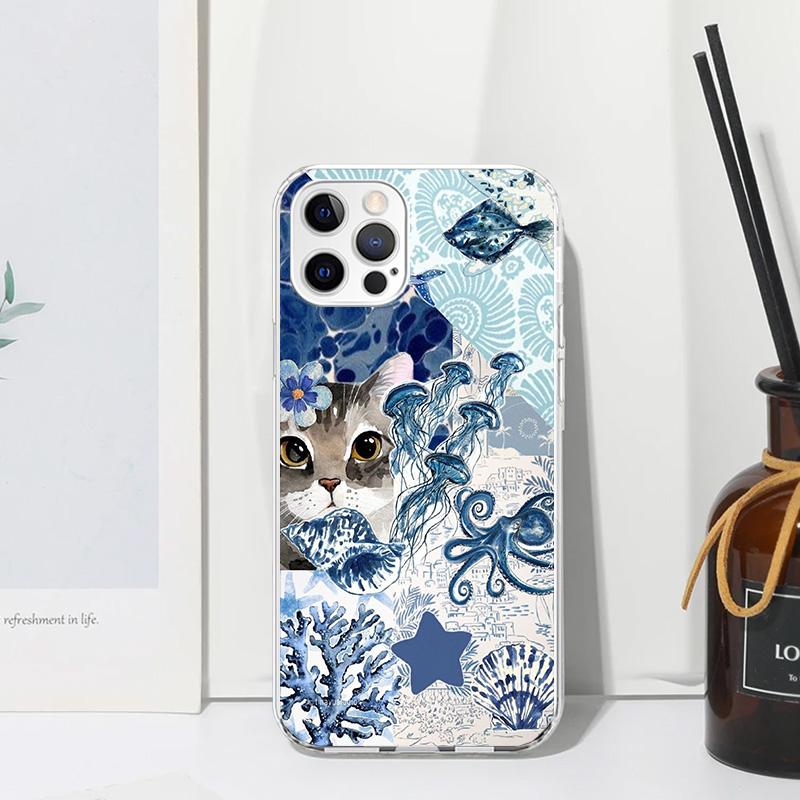 

Ocean Starfish Sea Turtle Shark Phone Case For Iphone 17 Air 16 15 Plus 16E 14 Pro Max 13 Mini 12 11 7 8 SE Fundas Soft Back Cov iPhone 15