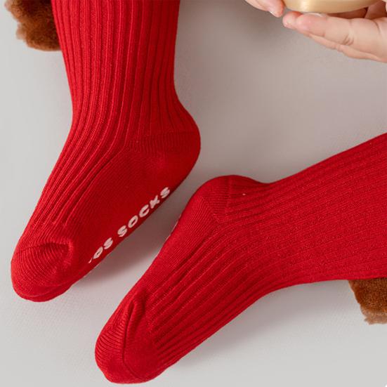 1 Pair 3D Knit Christmas Baby Socks Soft Cotton Novelty Socks with Doll Design Anti-Slip Bottom Socks for Toddlers