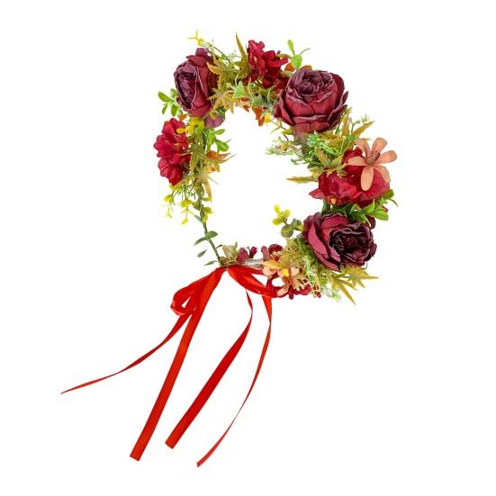 Bridal Headband Artificial Flower Decor Ribbon Lace-up Garland Wedding Ceremony Headband Weddings Travel Fairy Hair Garland Hair