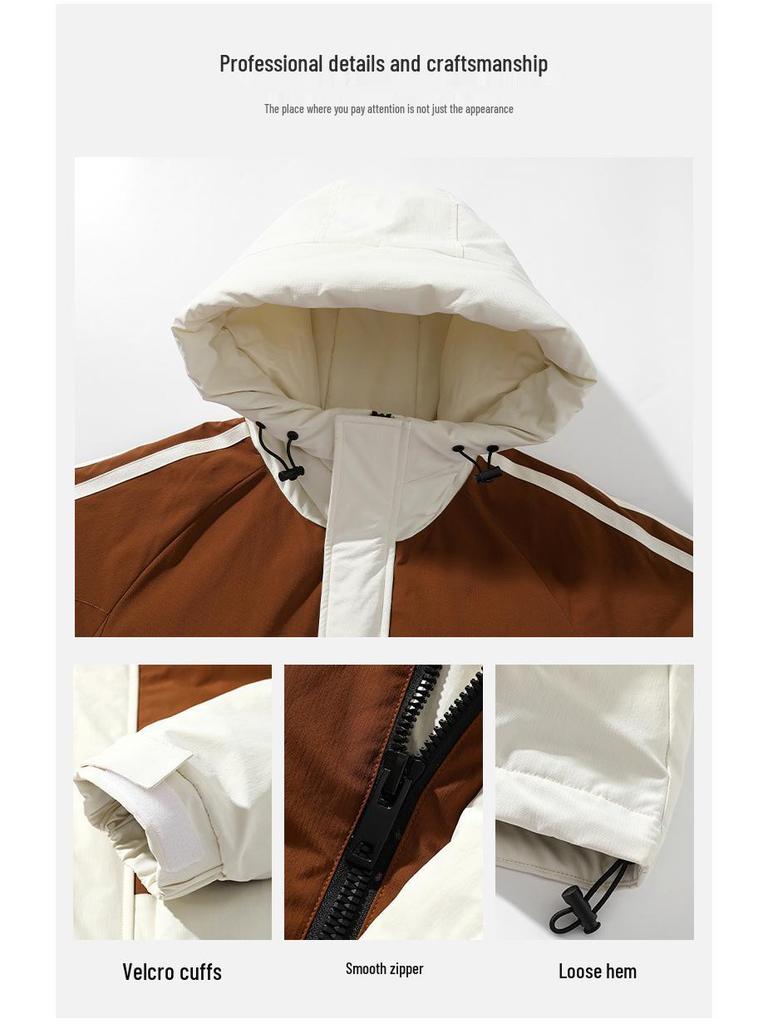 Winter Windproof Unisex Down Jacket - MLB & NY Collaboration, 90% White Duck Down, Color Block, Men's Trendy Coat