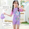 In Stock: Girls' Quick-Dry Sun Protection One-Piece Swimsuit, Sizes S, M, L, Boxer-Style Baby Swimwear