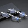 Folding Reading Glasses for Men and Women All Metal Frame Anti-blue Light Eyeglasses with Free Case Clear Eyewear Gafas