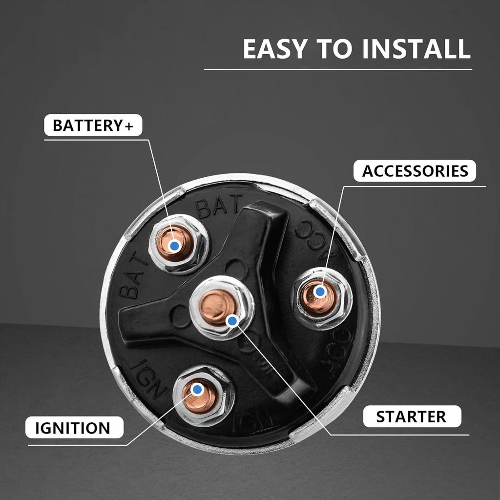 Dustproof 4 Position Ignition Switch 12V with Key ACC OFF IGN Start Fit Car Truck Tractor Forklift Trailer