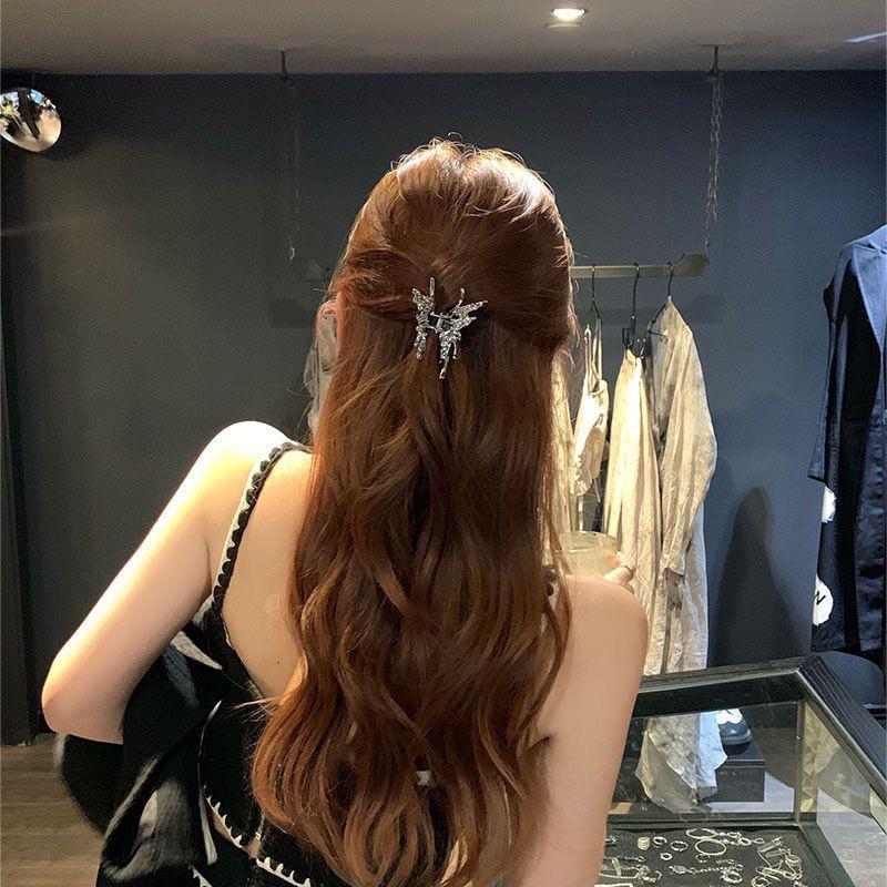 Silver Textured Metal Shark Hair Claw - Women's Stylish Updo Clip Accessory