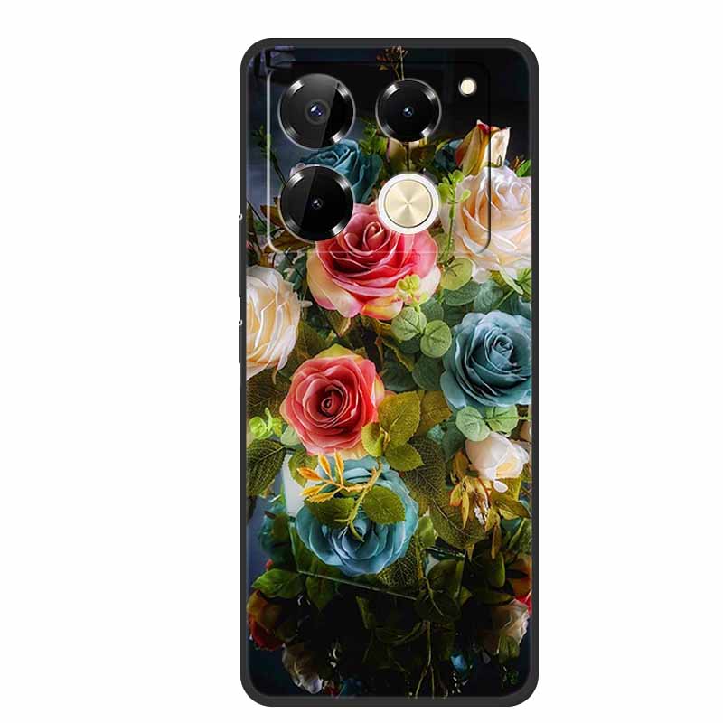 For Infinix Note 40 Pro 5G Case TPU Soft Silicone Cover Phone Cases for Infinix Note 40 40pro 4G Flowers Lovely Coque Fundas