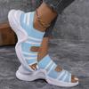 Fashion Fashion Striped Knitted Sports Sandals for Women Thick Sole Casual Wedge Sandals Woman 2025 Summer Comfortable Walking Sandalias