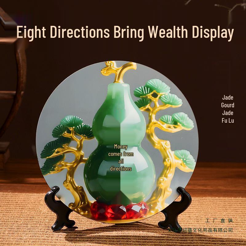 

Prosperous Home Jade Gourd Decor: Wealth & Prosperity Painting for Living Room or Entryway Prosperity with Jade Gourd - Small 15cm