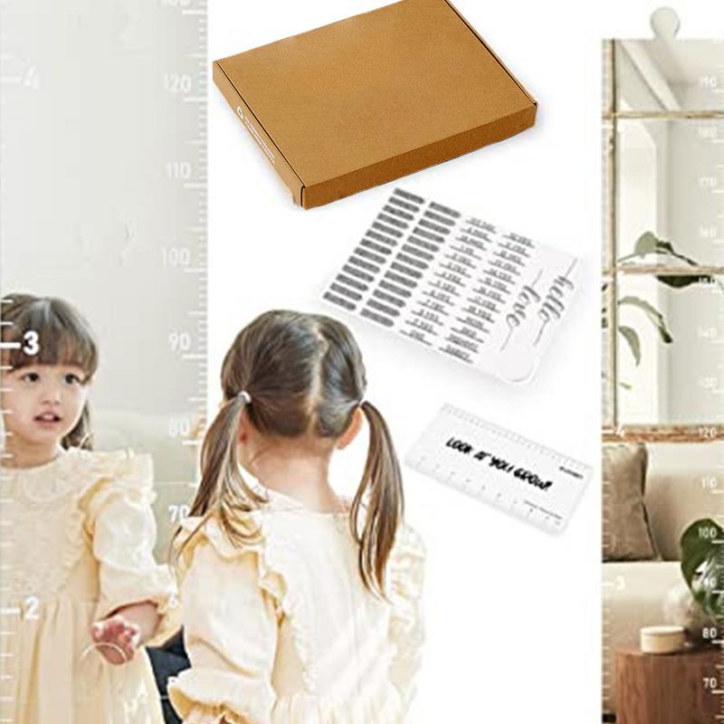 Mirrored Growth Chart Shatterproof Acrylic Height Measurement Mirror Ruler Puzzle Children Height Chart Mirrors  with Marking
