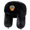 National Emblem Plush Lei Feng Hat Winter Outdoor Thick Warm Hats Fashionable Casual Pilot Cap Bomber Caps