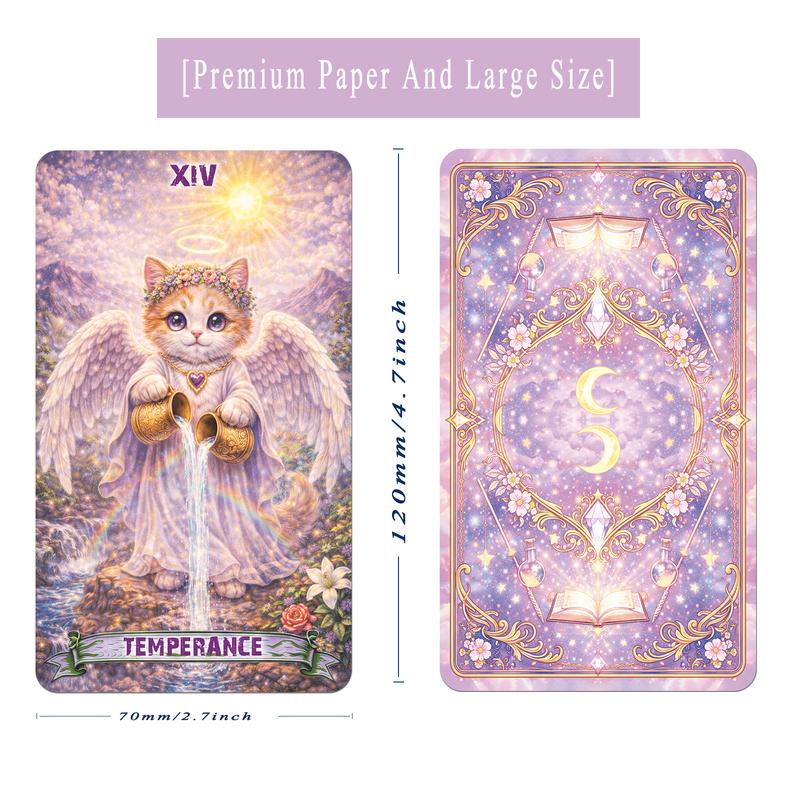 78 Rider-Waite Style Tarot Cards, Featuring Magical Cat Illustrations, Designed for Intuitive Reading and Perfect for Beginners.
