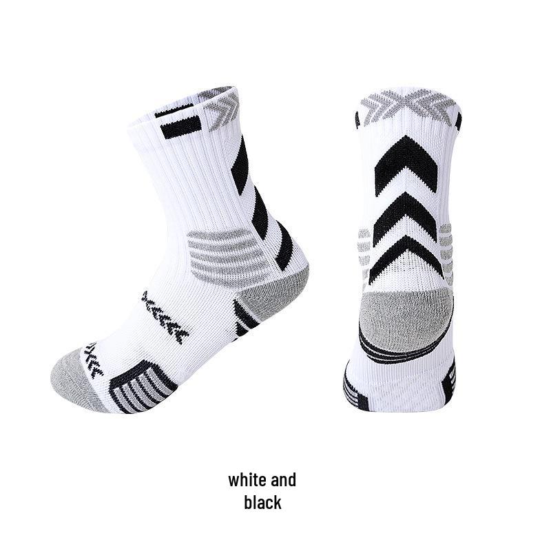 Men's Elite Basketball Socks: Trendy Color Block, Thick Terry Bottom, Sweat-Absorbent, Breathable, Professional Sports Socks.