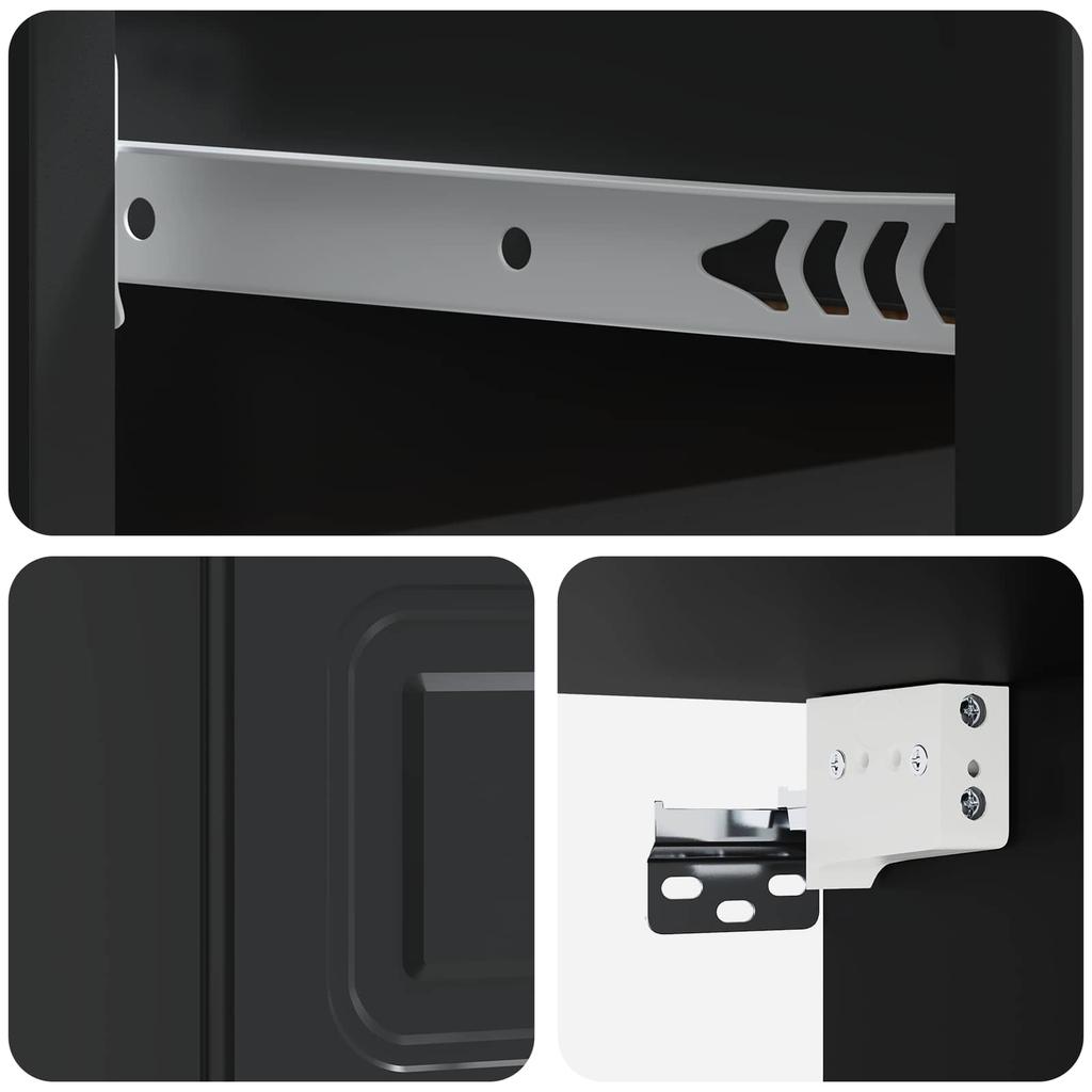 Wall Mounted Nightstand Black 34.5 X 33 X 20 Cm