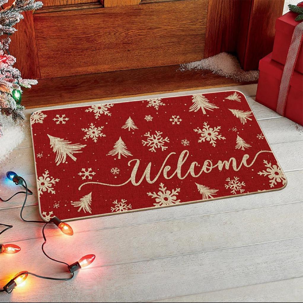 Merry Christmas Tree Snowflake Red Carpet Party Living Room Sofa Bedroom Bedside Study Entrance Door Rug Non-slip Home Decor Mat