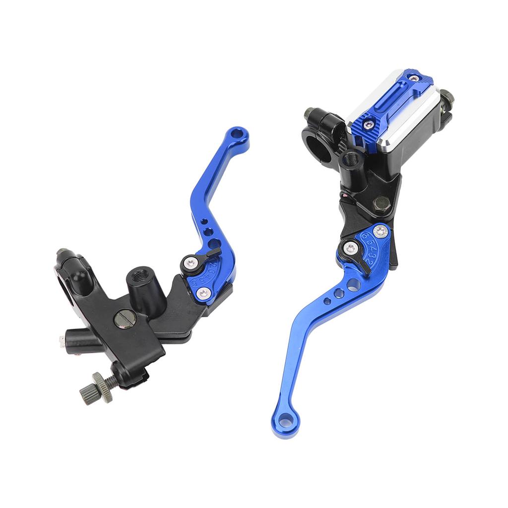 1 Pair 7/8in Brake Master Cylinder Lever Universal Motorcycle Handlebar Kit with Reservoir Carbon Fiber Hand Guard Blue