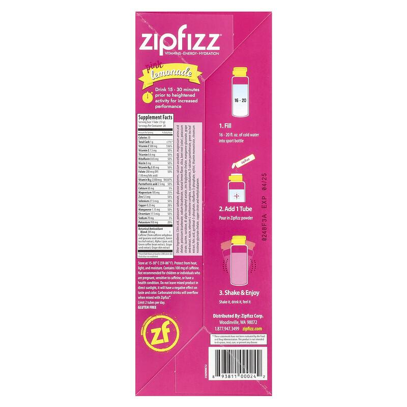 Energy Drink Mix, Pink Lemonade, 20 Tubes, 0.39 oz (11 g) Each