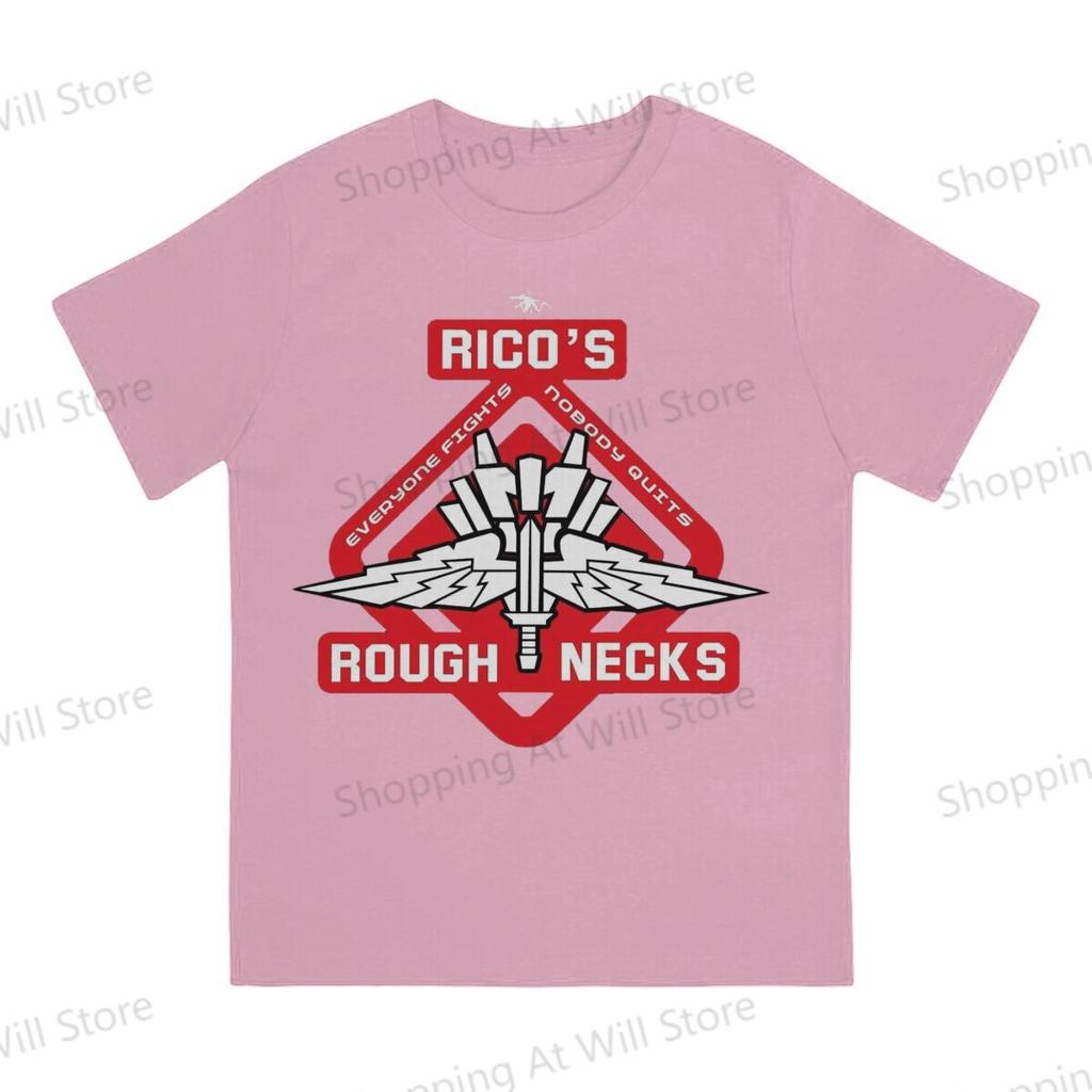 Starship Troopers Tops Cotton Leisure Sports Ricos Roughnecks Red Logo Unisexs and Womens Tshirts Tshirt Top