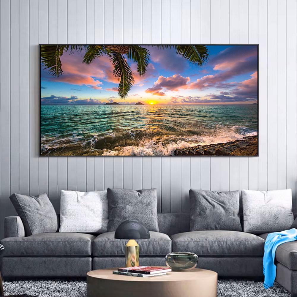 Sea View Beach Scenery Coconut Tree Image Tropical Palm Plant Wall Art Poster Canvas Painting Modern Home Bedroom Decoration