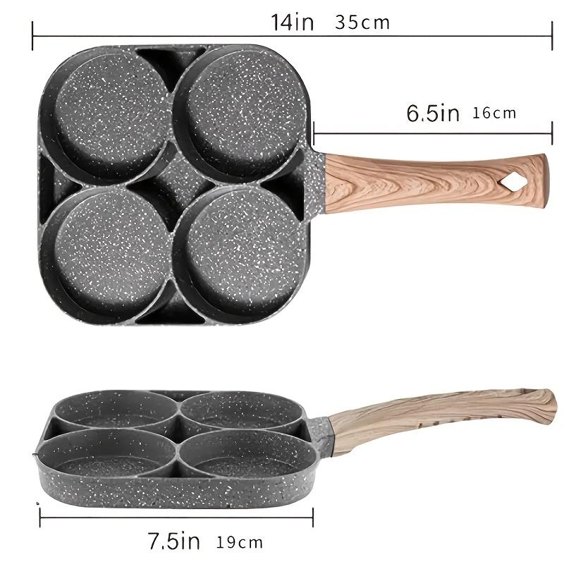 Medical Stone Four-hole Fried Egg Pot Household Non-stick Flat Bottom Egg Dumpling Pot Breakfast Eggs Hamburger Frying Pot Tools