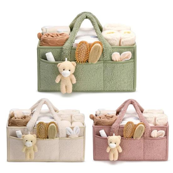 Baby bleie Caddy med håndtak Flere rom Stor kapasitet bærbar baby bleie Caddy Organizer Oppbevaringspose