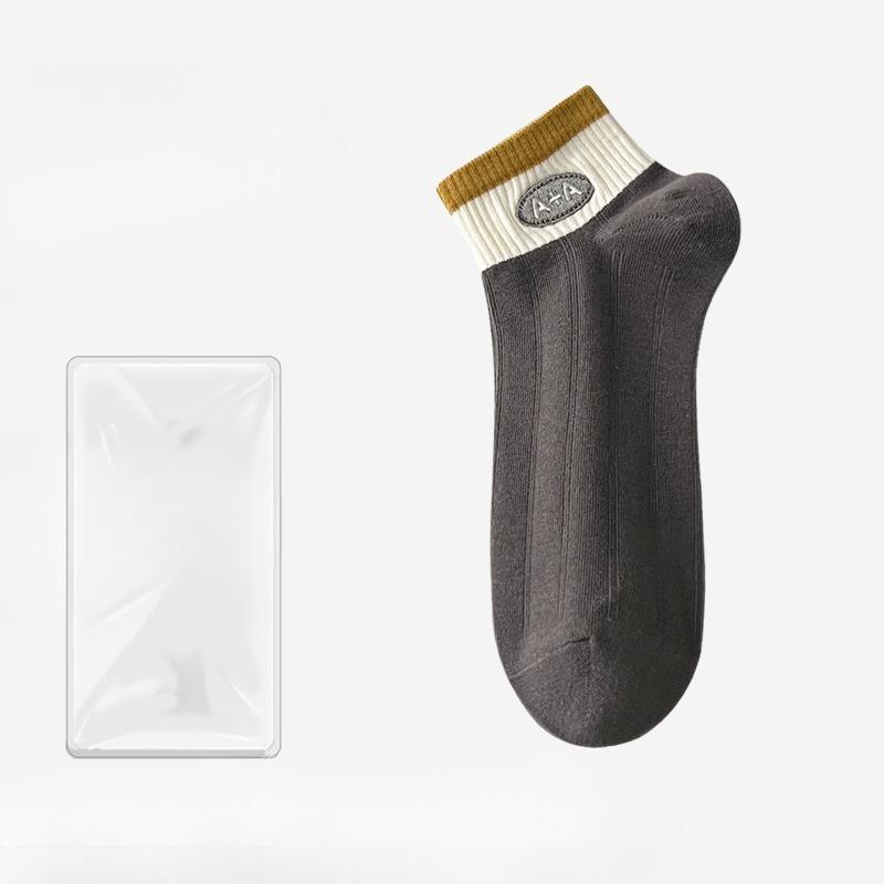 Men's Summer Thin Style Matching Color Embroidered Running Sport Short Tube Cotton Socks