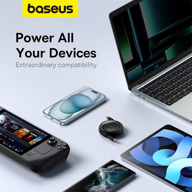 Baseus Free2Draw Cavo USB-C A USB-C Retrattile – 100W PD, 1 Metro, Ricarica Veloce Per Telefono, IPad E Laptop (Viola)