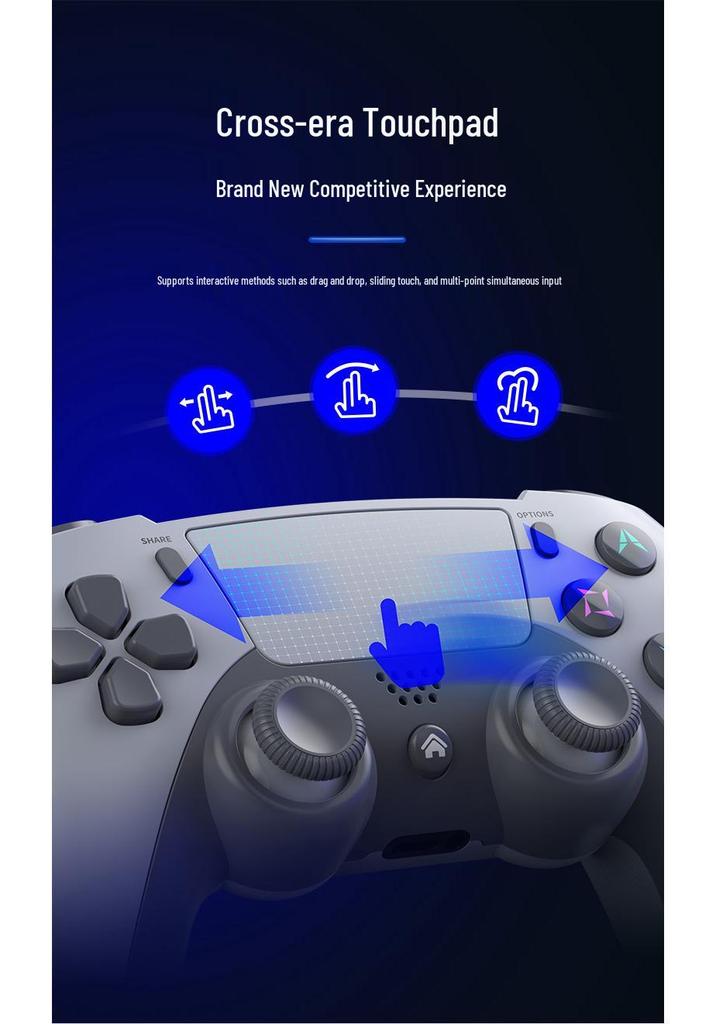 Bluetooth Six-Axis PS4 Controller with Touchpad, Audio Interface, and Motion Sensing for Android, iOS, Computer, and Steam.