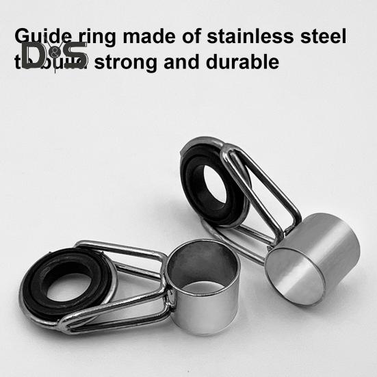 45Pcs/Box Fishing Rod Guide Ring Assorted Sizes Stainless Steel Ceramic Eyelet Replacement Freshwater Saltwater Fishing Pole Tip Repair Kit