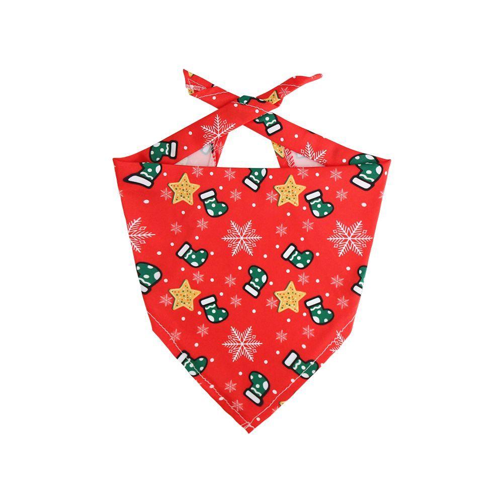 Pet Christmas Saliva Towel Dog Festive Triangle Towel Christmas Cartoon Cat Dog Scarf (as the picture,S)
