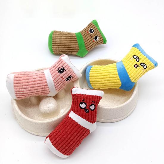 Yousheng Dog Chew Toy Bite-Resistant Multi-purpose Soft Fabric Socks Shape Puppy Squeaky Noise Sound Toy for Training