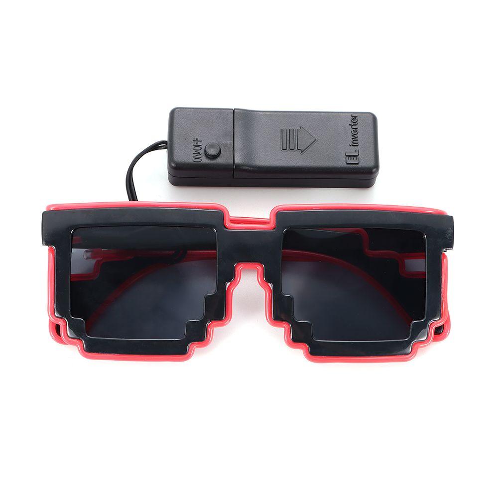 Novel Mosaic LED Light-up Glasses Wireless Glow in the Dark for Rave Party Funny Neon Rave Christmas Party Shades for Adult Kids