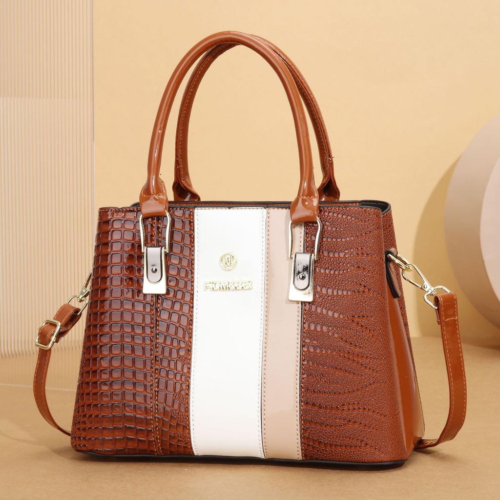 Bag Women's Bag Advanced Sense 2025 New Texture Middle-aged Mother Bag Splicing Contrasting Color Large-capacity Handbag Bag