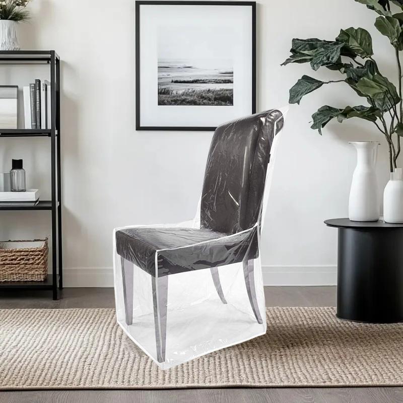 Plastic Dining Chair Covers Waterproof Pvc Seat Chair Protector Short/Medium/Long Seat Dustproof Cover For Home Kitchen Bedroom