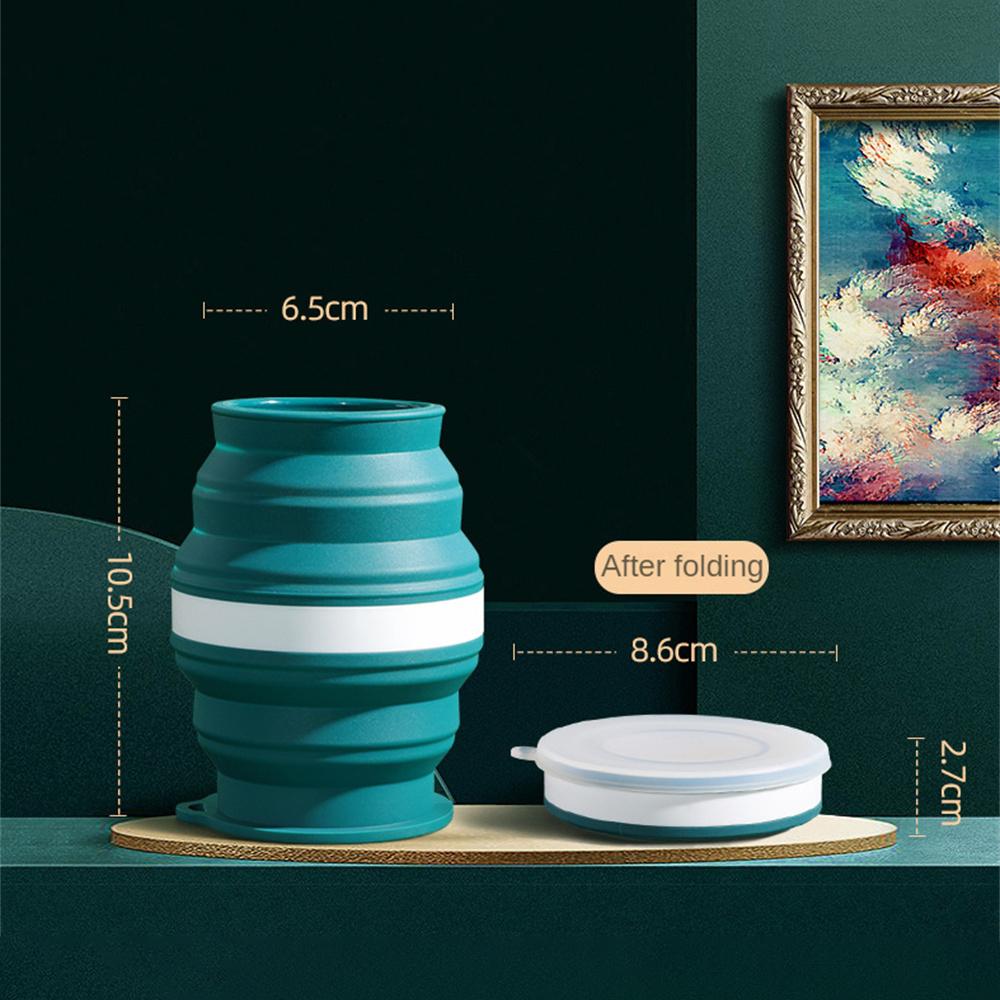 3PCS Portable Silicone Cup Foldable Travel Mug Heat Resistant Collapsible Water Cups with Lid Lanyard for Outdoor Camping