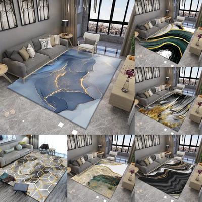 Modern Abstract Carpet Texture Art Anti Slip Carpet Gold Foil Line Geometric Wave Ink Painting Living Room Decoration Carpet
