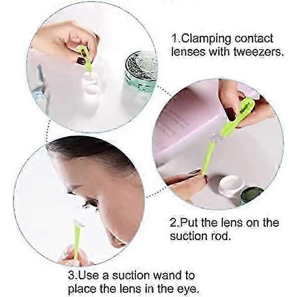Contact Lens Applicator and Remover Kit with Tweezers, Suction Cup, Case - Silicone Tools for Easy Insertion & Removal
