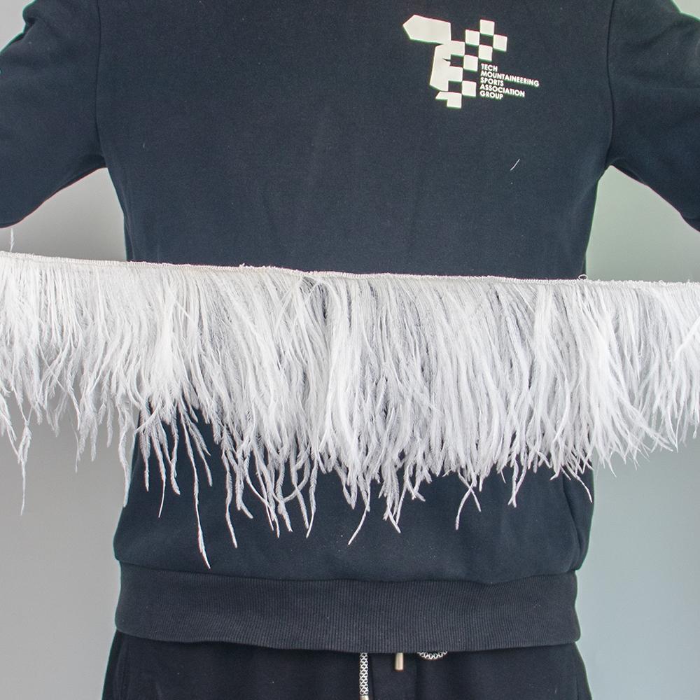 Feather1 Meter  White Ostrich Feathers Trim Fringe 8-22cm Natural Ostrich Feather Ribbon for Wedding Party Clothing Decoration Plumes