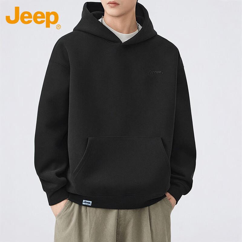 JEEP Men s Embroidered Loose-Fit Hooded Sweatshirt L