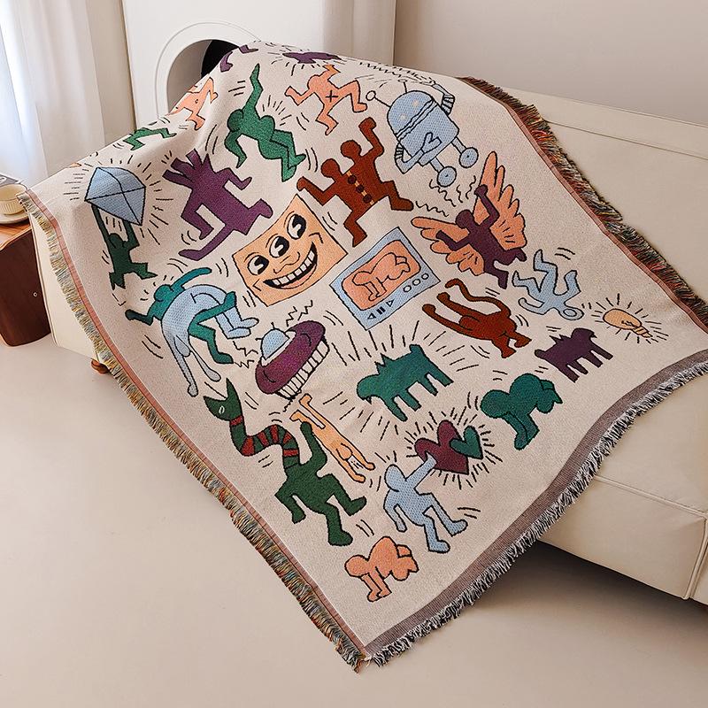 American Graffiti Cartoon Tapestry: Decorative Throw Blanket for Sofa or Office