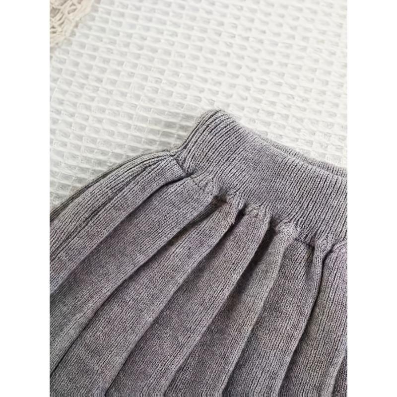 New Girls' Sweater Set - British College Style Knitted Cardigan & Trendy Pleated Skirt Two-Piece, for Outdoor