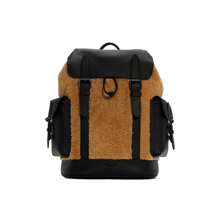 

New COACH Hudson Wool Backpack Regular Men s Brown Yellow C1241-QBTRV 21.8*15.0*41.9CM