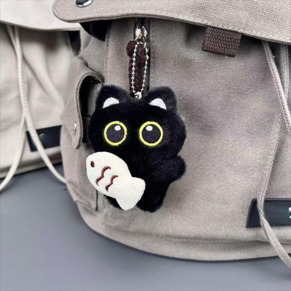 Cute Fish Black Cat Plush Doll Keychain Bib Wings Doll Bag Pendant Strawberry Car Key Ring School Bag Decoration