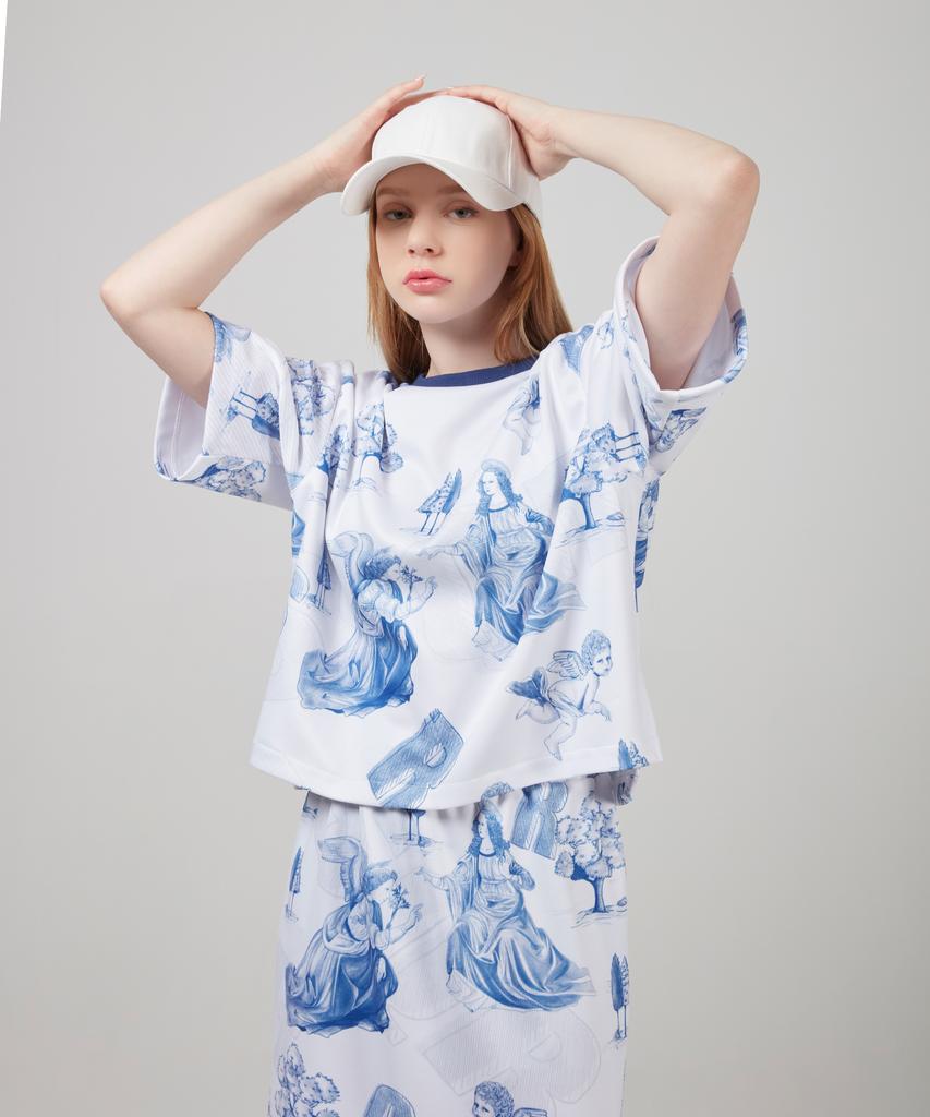 SSQR Women'S Print T-Shirt & Skirt Set Seska_Bl