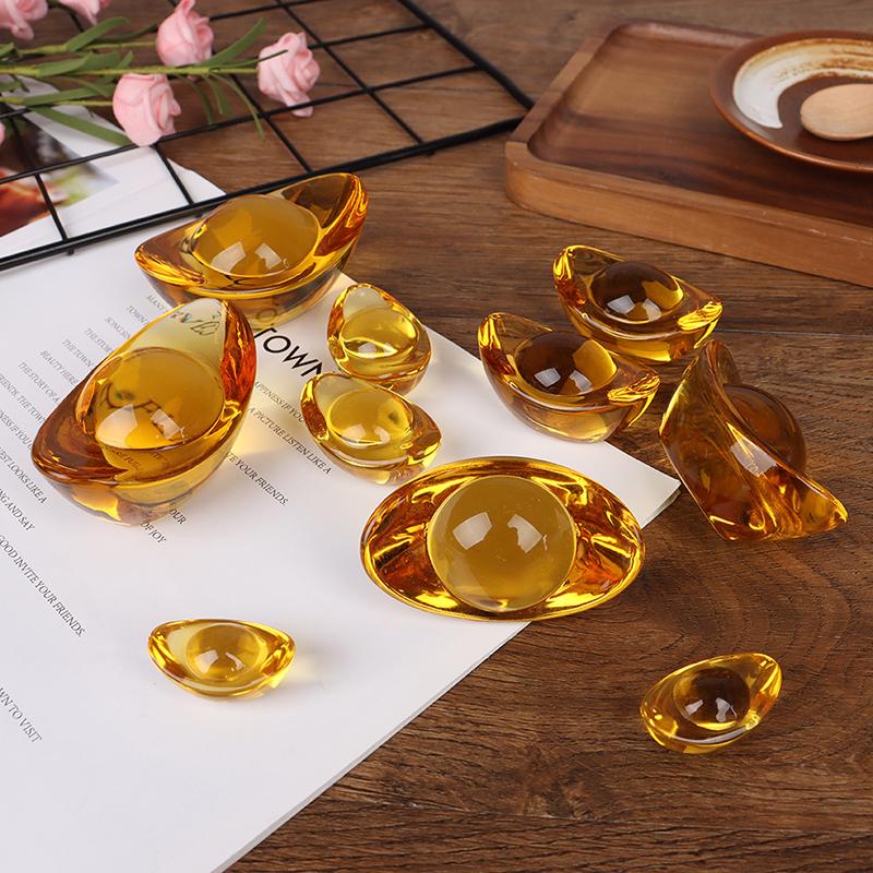 1Pcs Citrine Ingot Money Wealth Feng Shui Chinese Ancient Gold Ingot Mascot