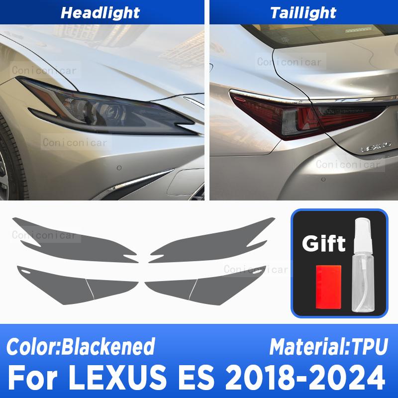 Car Headlight Protection Tint Anti-Scratch Black Protective Film TPU Stickers Cover For LEXUS ES 2018-2024 Accessories