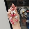 Colorful Beaded Bow Heart Keychain Pendant