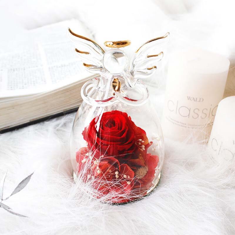 Ins Style Angel Preserved Rose Glass Dome