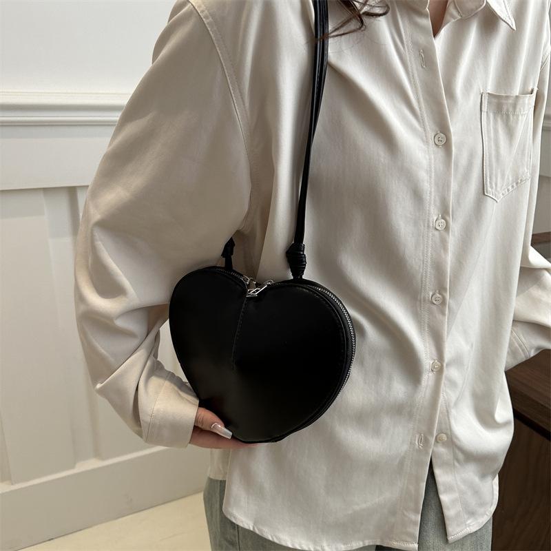 Cute Heart Shaped Crossbody Bag For Women Solid Color Pu Leather Shoulder Bag Able Personality Crossbody Bag