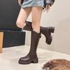 Winter Vintage Platform Woman Knight High Boots Concise Soft Leather Thick Sole Shoes Ladies Stretch Slim Modern Long Botas
