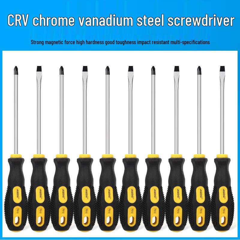 8-Inch Extra Long Phillips & Slotted Screwdriver Set—Hammerable Household Hardware Tools