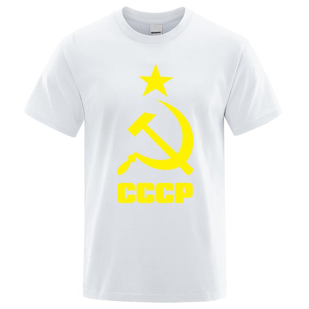 CCCP Russian T Shirts Men USSR Soviet Union Man Short Sleeve Tshirt Moscow Mens Tees Brand O Neck Tops Clothing Shirt